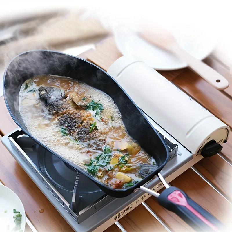 Durable Oval-Shaped Frying Pan, Kitchen Essential for Grilling and Frying Fish