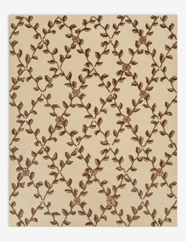 Lattice Botanical High Low Pile Hand Knotted Wool Area Rug