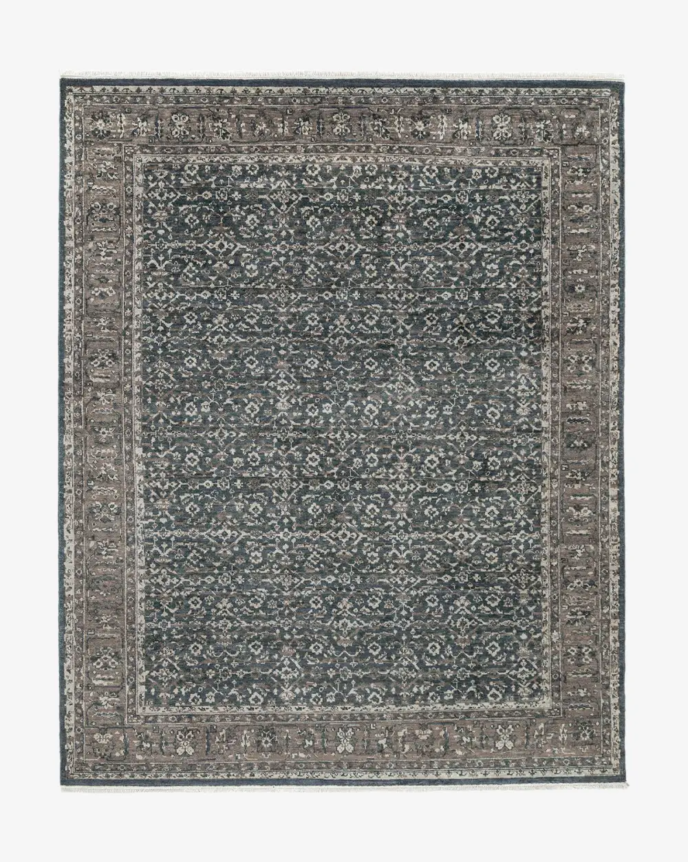 Bordered Classic Hand-Knotted Wool Area Rug