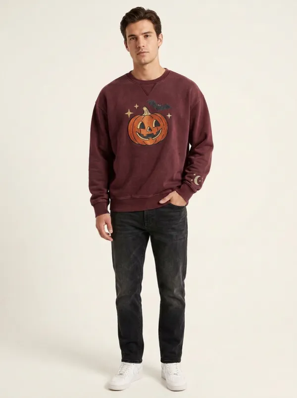 Men's Halloween Pumpkin Bat Star Sweatshirt