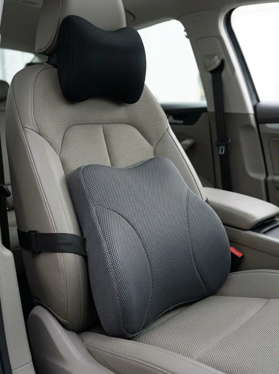 Neck-Support Lumbar-Support Memory-Foam Ergonomic-Style Car Neck And Lumbar Support Pillow Set