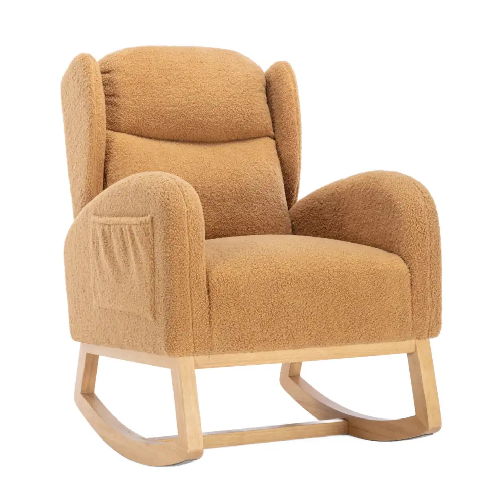 Upholstered Wooden Legs Rocking Chair