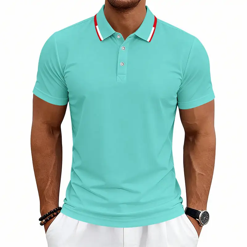 Pique Contrast Trim Short Sleeve Tailored Polo Shirt