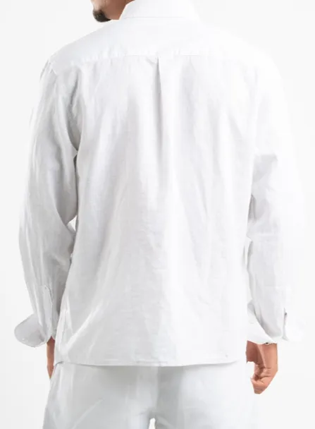 White Linen Button Front Shirt