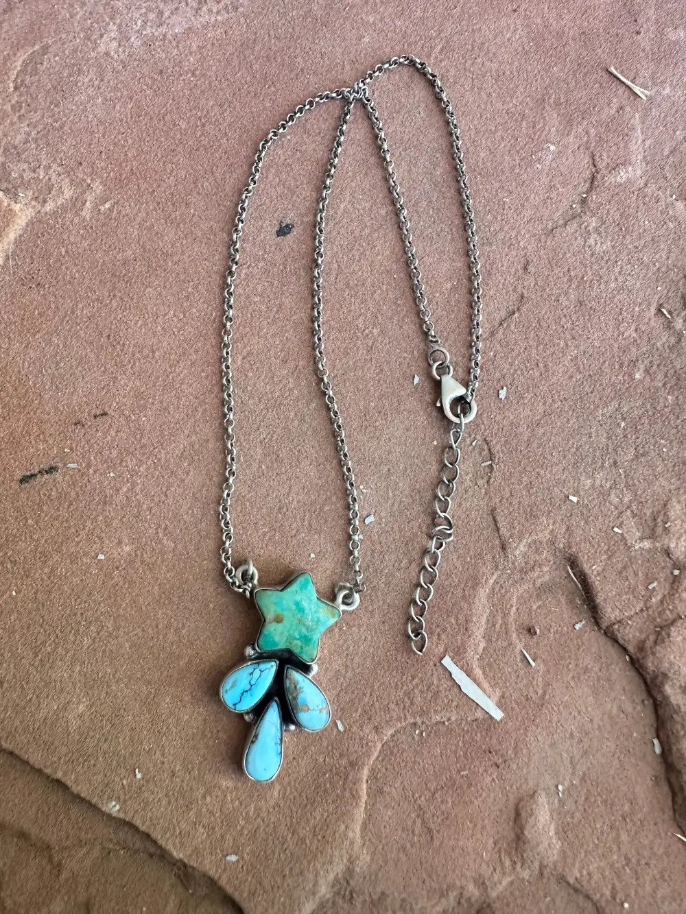 Star Pendant Turquoise Sterling Silver Necklace