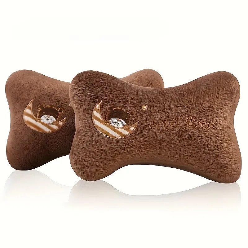 Bear Embroidered Car Neck Pillow