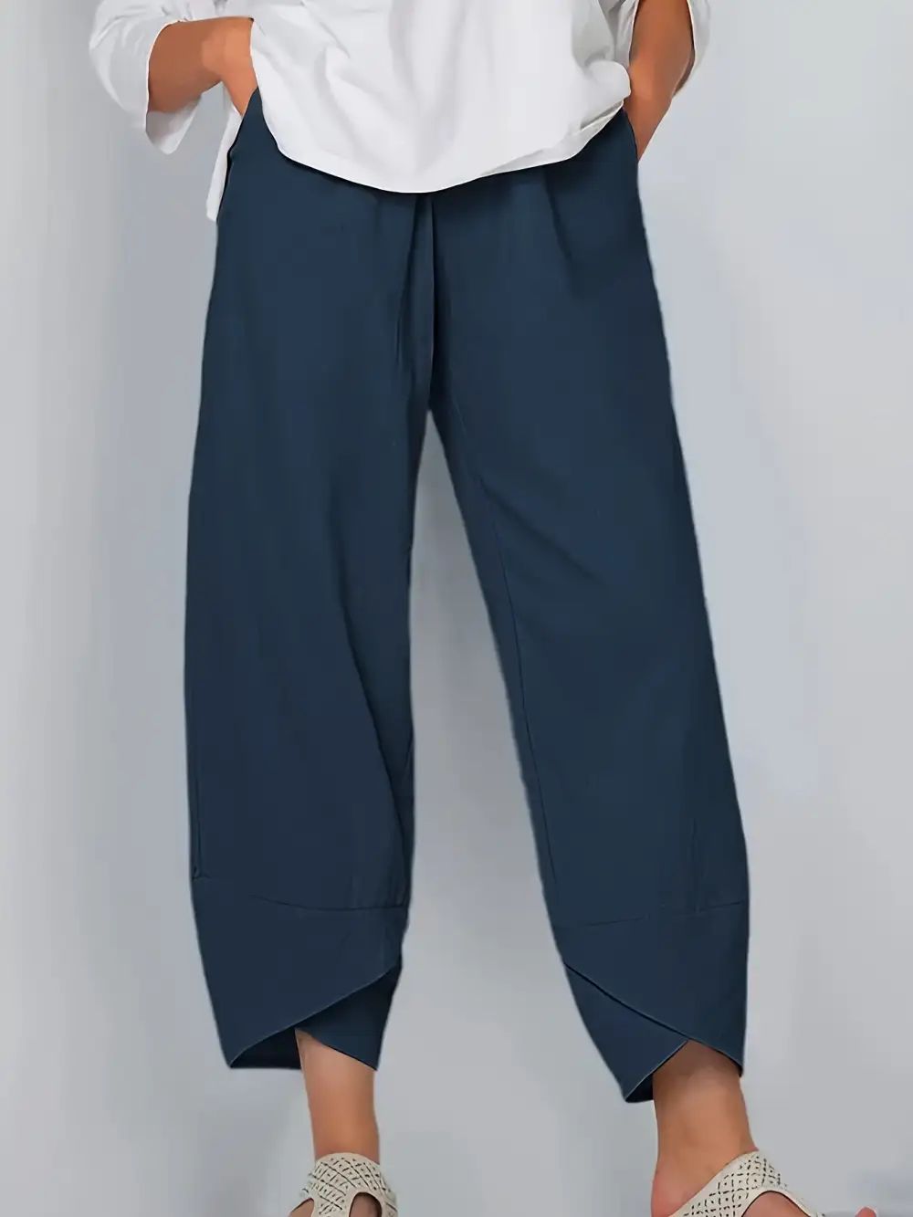 Elastic Waist Pants with Pockets
