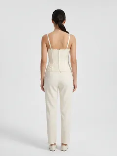 Floral Lace-Up Bow-Detail Lace-Trim Women's Corset Top