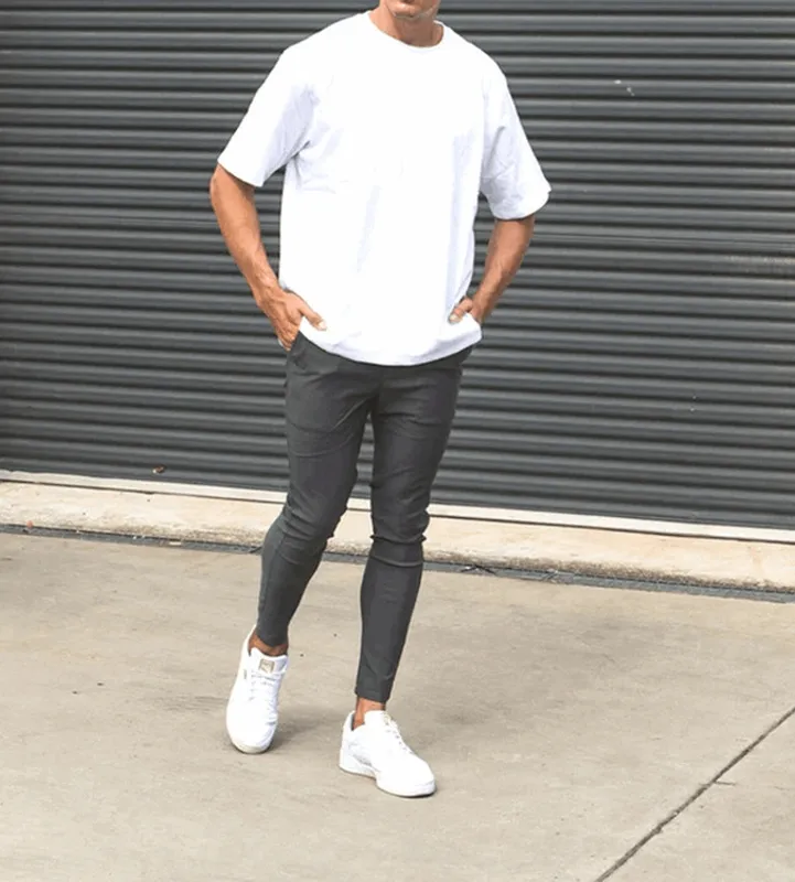 Grey Slim Fit Stretch Pants