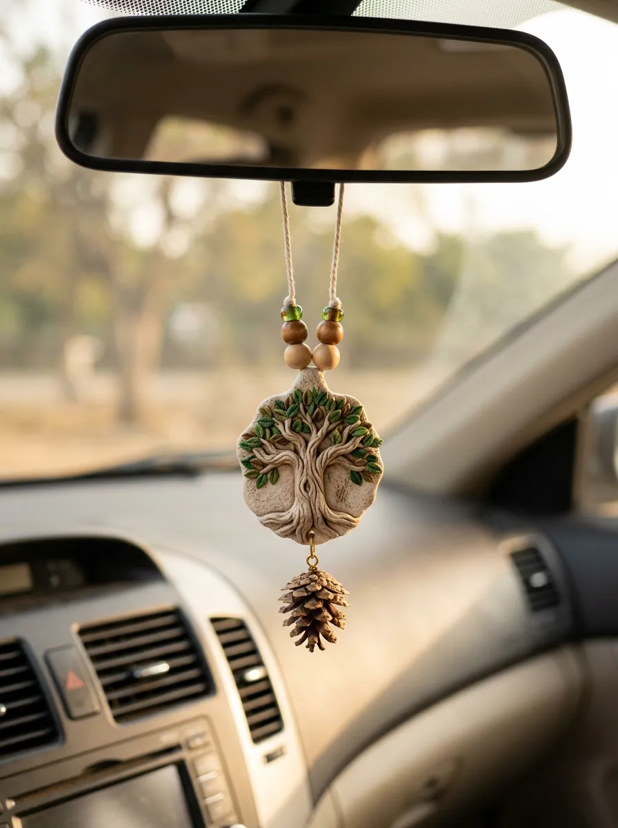 Refined Pine-Tree Rearview Mirror Hanging Ornament