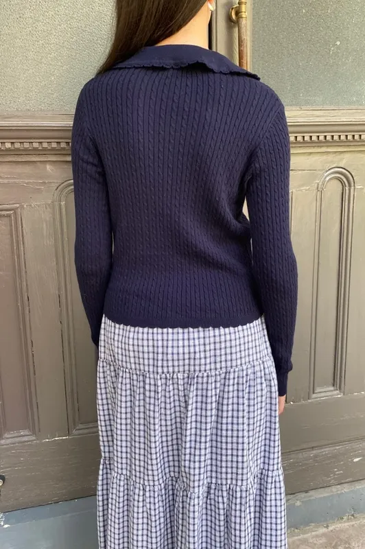 Navy Blue Button Front Cardigan