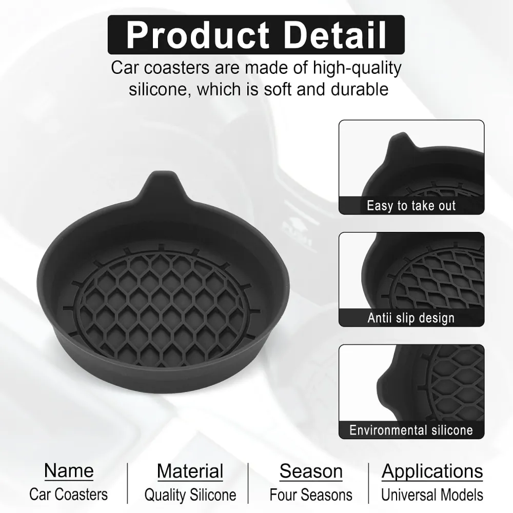 Non Slip Car Cup Holder Coaster Set