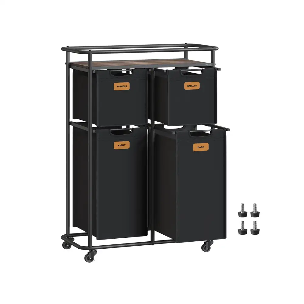 Lidded Rolling Laundry Storage Hamper
