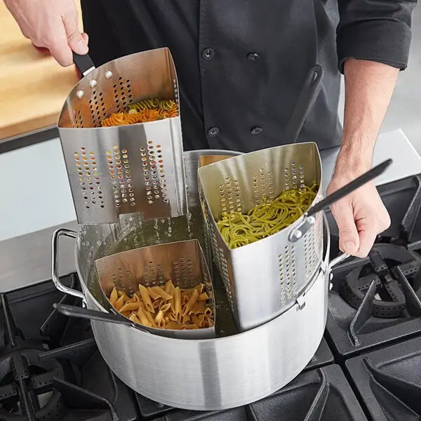 Vegetable and Pasta Cooker Set with Aluminum Pot and Stainless Steel Insets