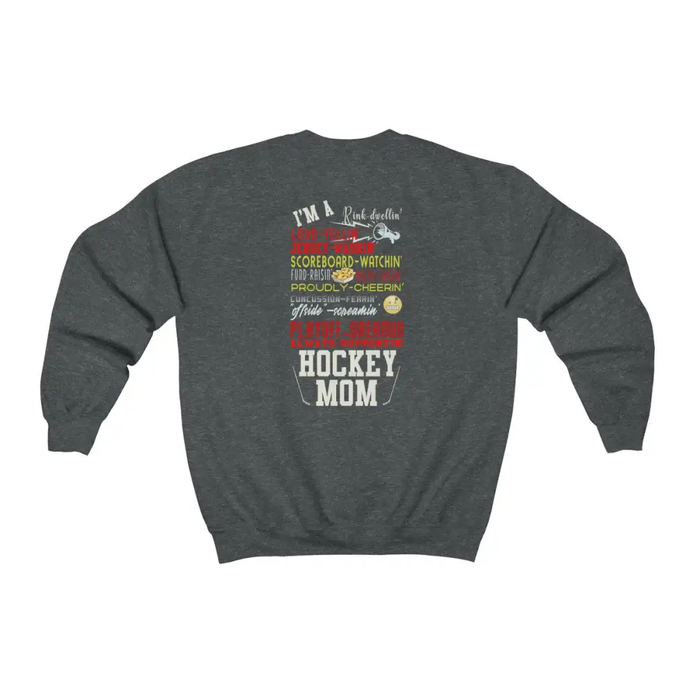 Mom Support Back Print Hockey Graphic Crewneck Sweatshirt