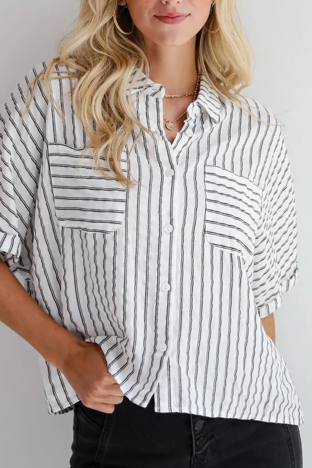 White Striped Blouse