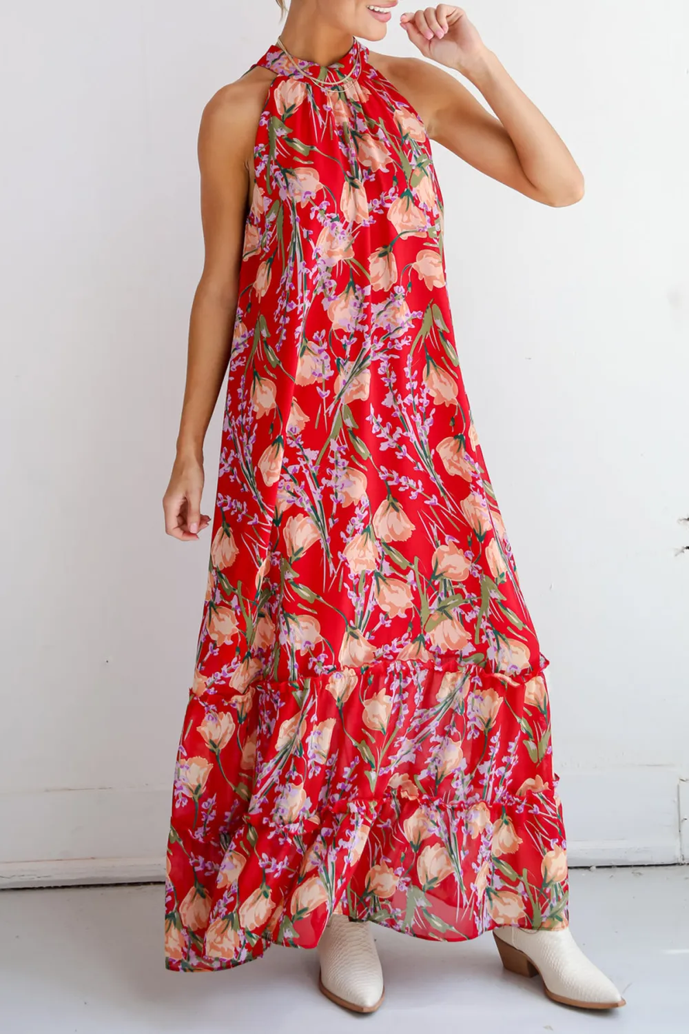 Red Floral Maxi Dress
