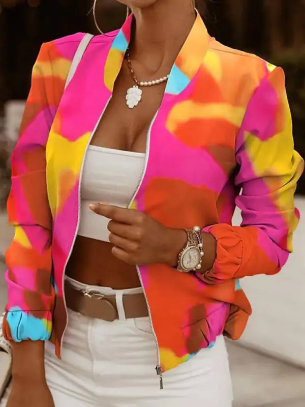 Open-Front Zip-Front Long-Sleeve Pocketed Knit Jacket