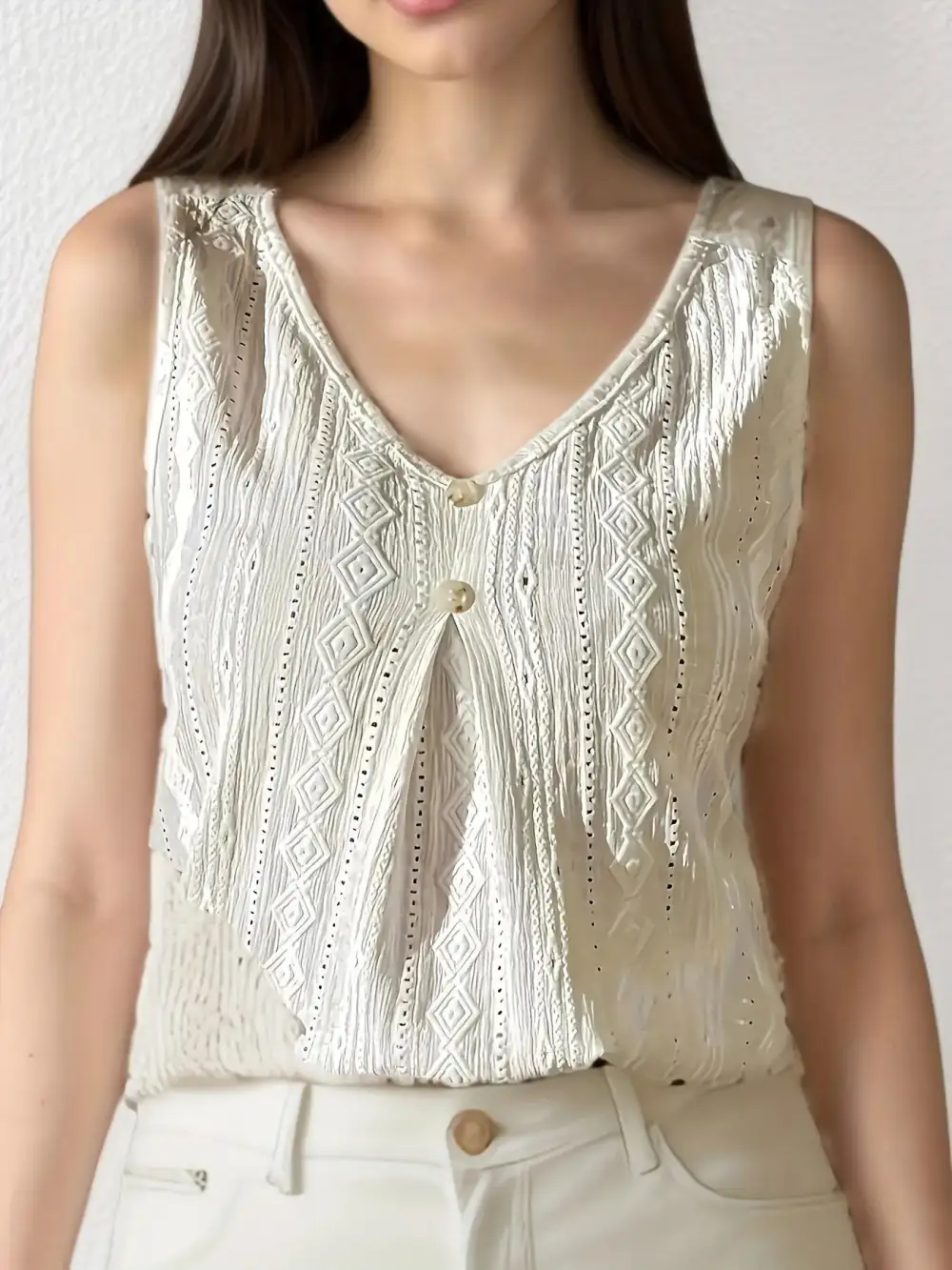 Lace V-Neck Tank Lightweight Design