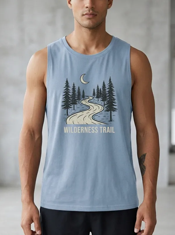 Men's Wilderness Trail Moon Forest Printed Tank Top