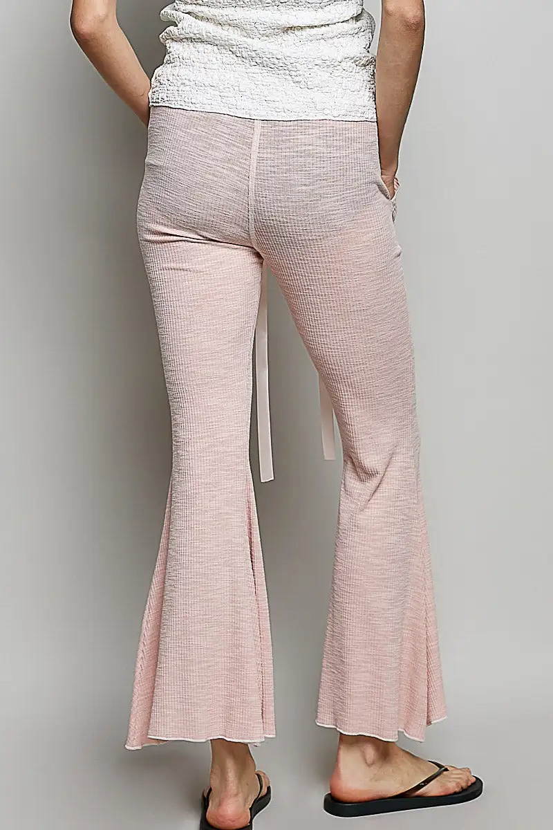 Drawstring Textured Ribbed Knit Pants
