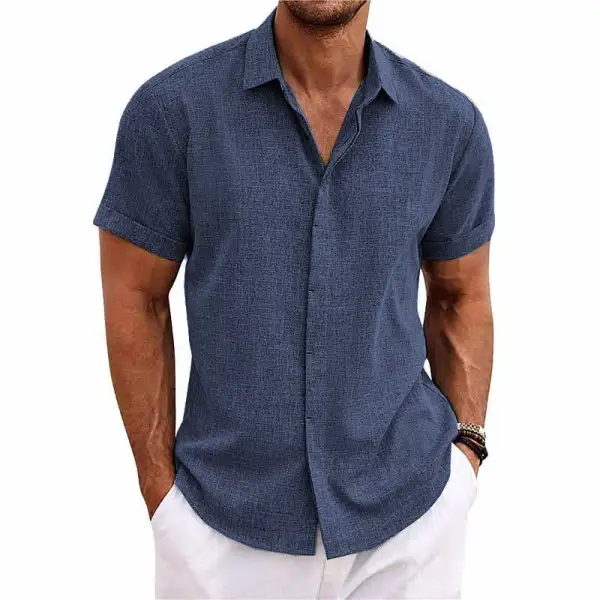 Textured Woven Linen Shirt