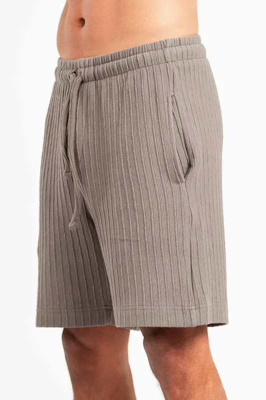 Grey Clean Textured Pull On Shorts