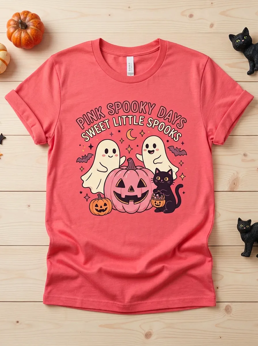 Ghost Pumpkin -Cat Halloween Graphic T-Shirt