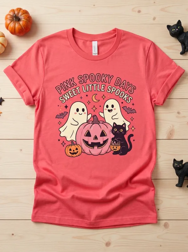 Ghost Pumpkin -Cat Halloween Graphic T-Shirt