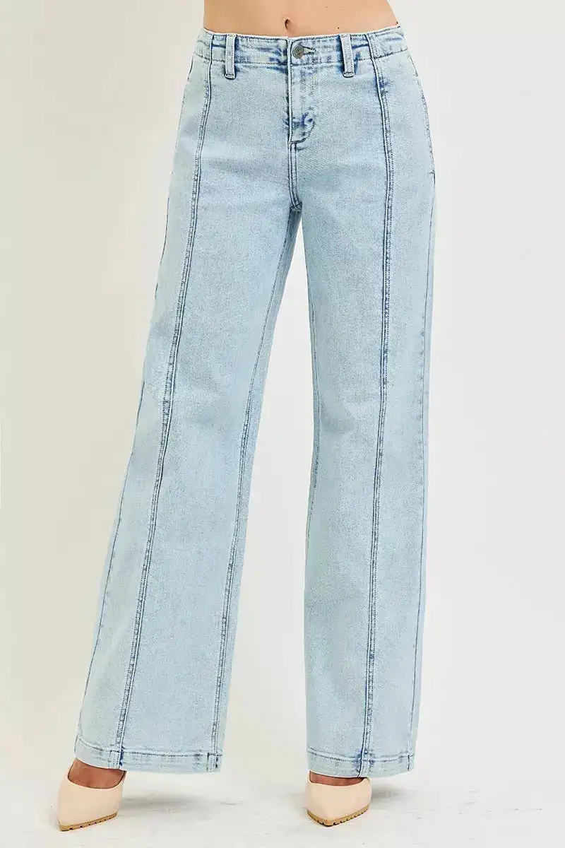 Wide Leg Pocketed Denim Jeans