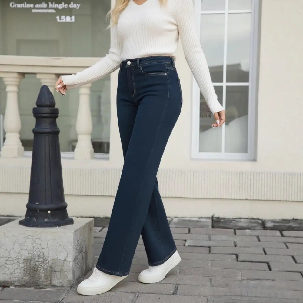 Washed High Waist Wide Leg Denim Jeans