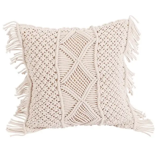 Knitted Boho Macrame Decorative Throw Blanket