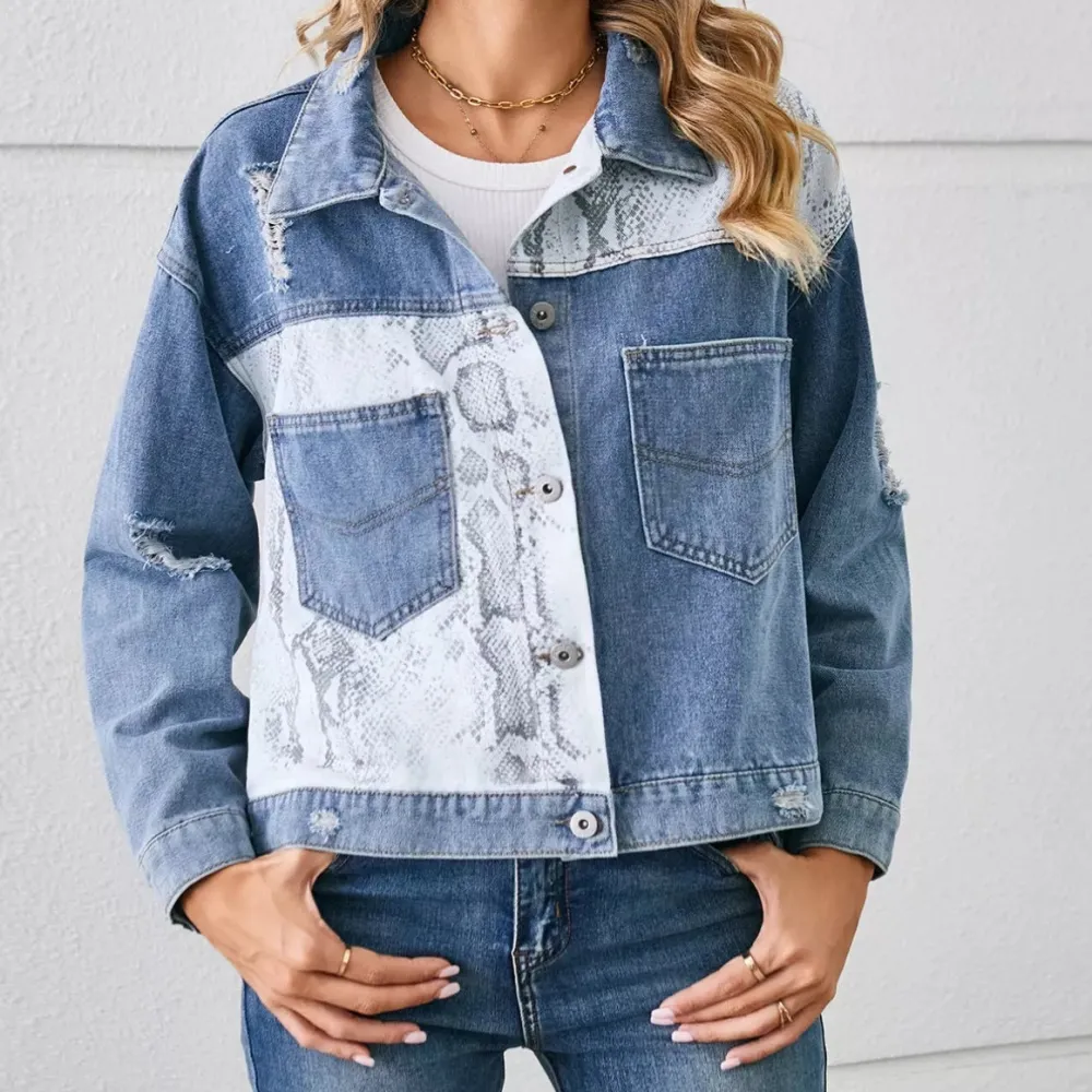 Snake Print Button Up Jacket