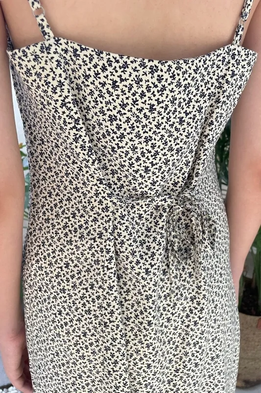 Ivory Navy Floral Dress