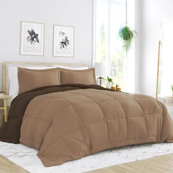 Layered Microfiber Reversible Comforter Bedding Set