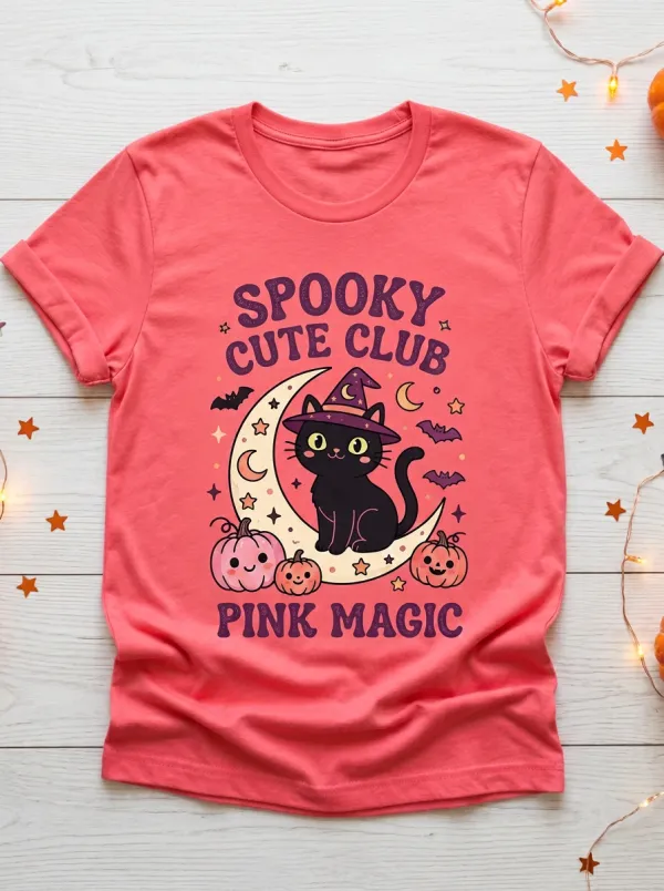 Cat Cat Spooky Halloween Graphic T-Shirt