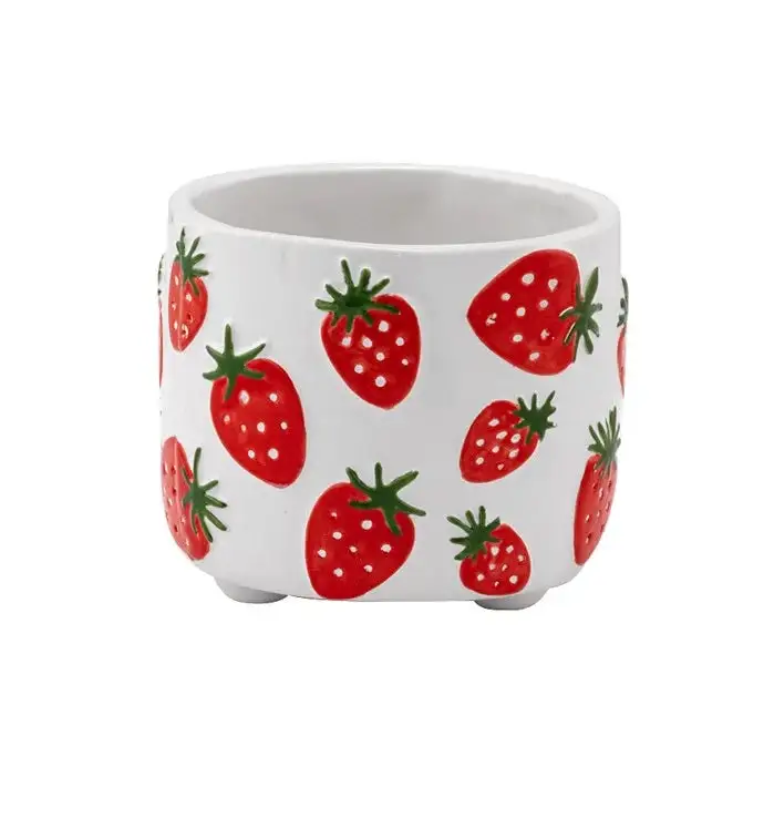 Strawberry Footed Ceramic Planter