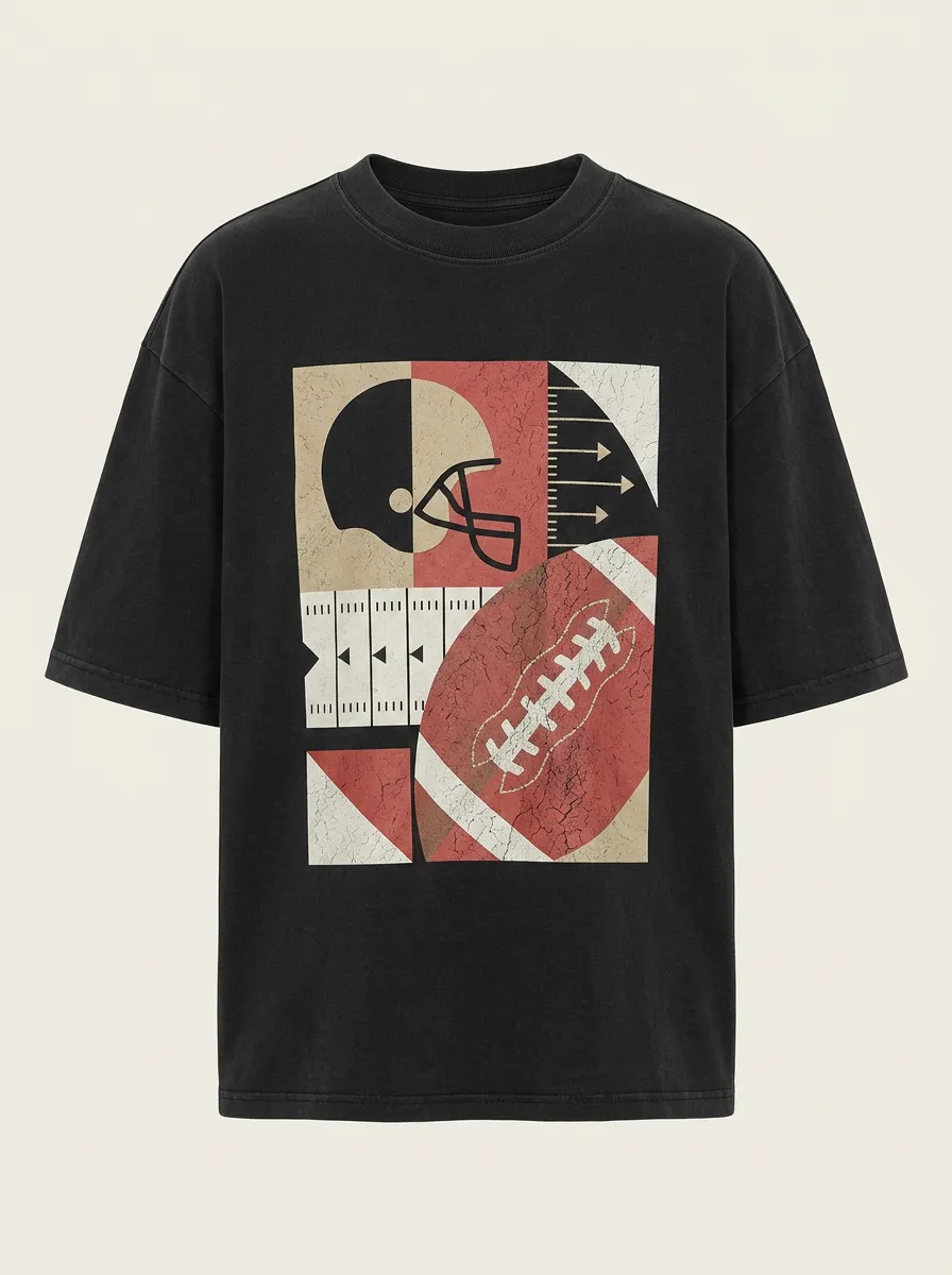 Men's Black Graphic Print Oversized T-Shirt