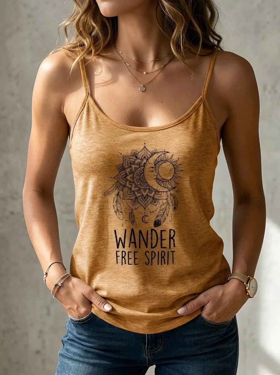 Women's Moon Mandala Printed Tank Top
