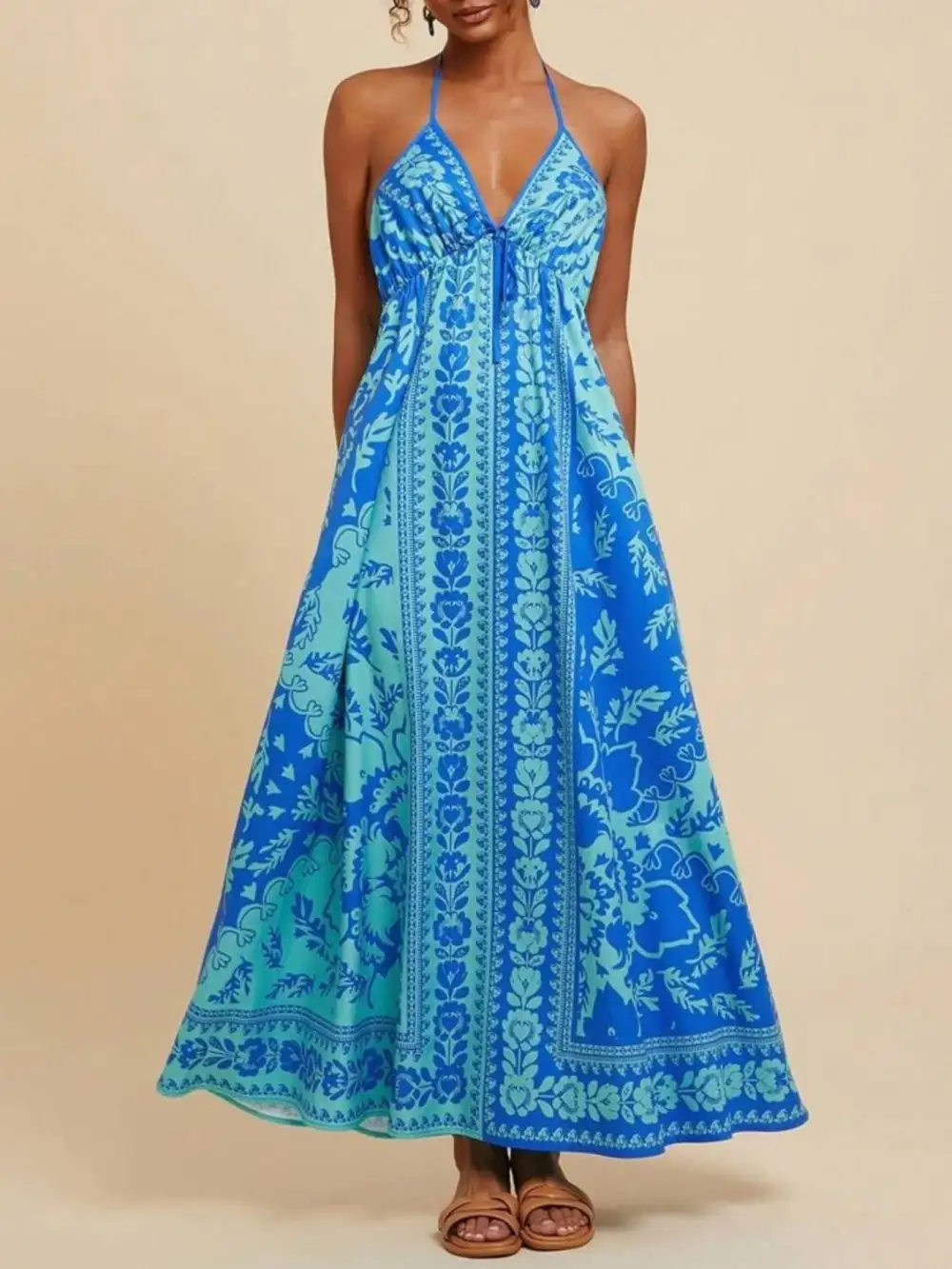 Halter Floral Maxi Dress