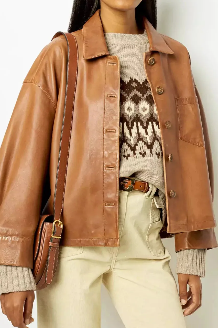 Minimalist Leather Boxy Jacket