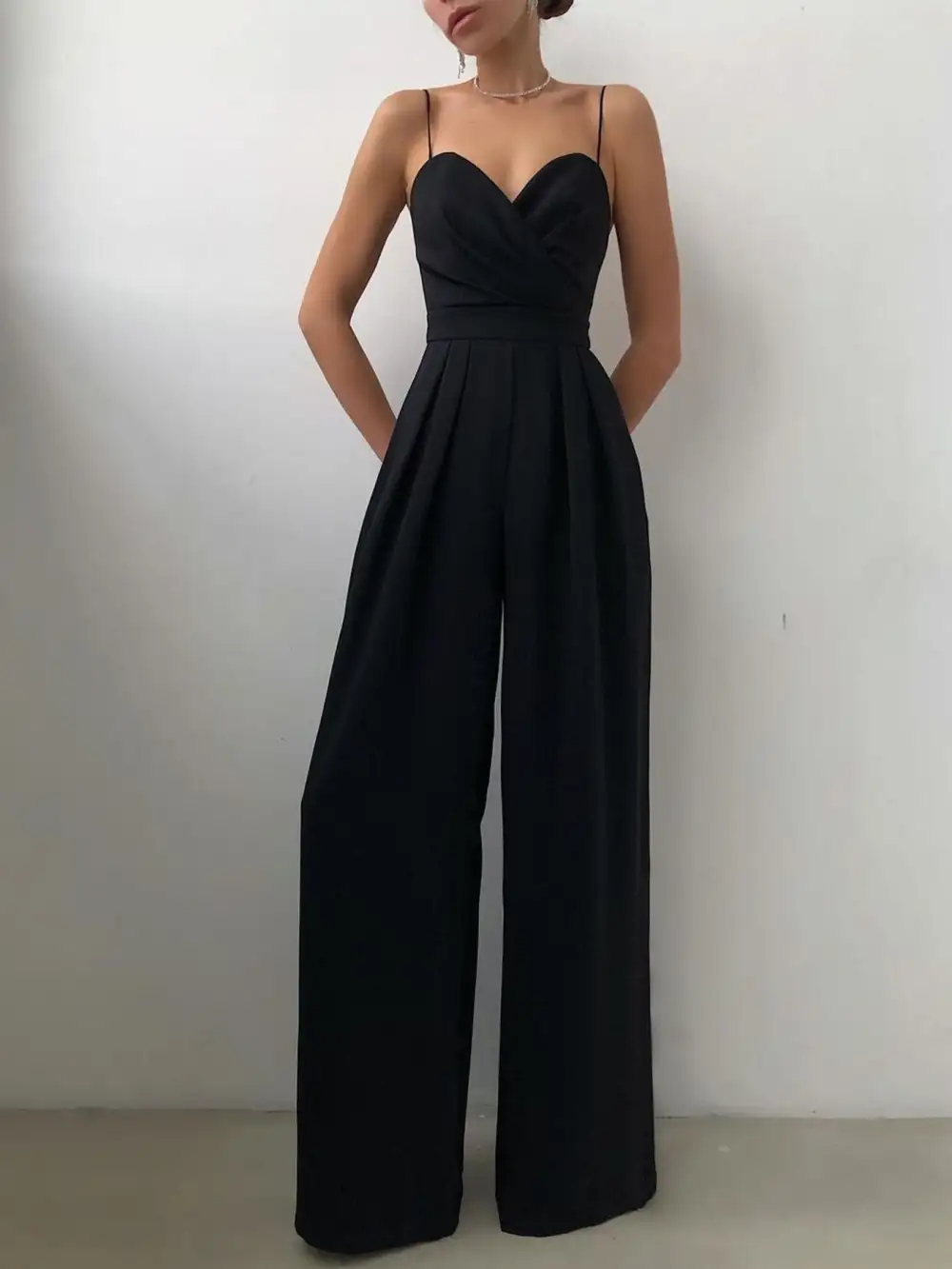 Plus Size Spaghetti Strap Wide Leg Accessory