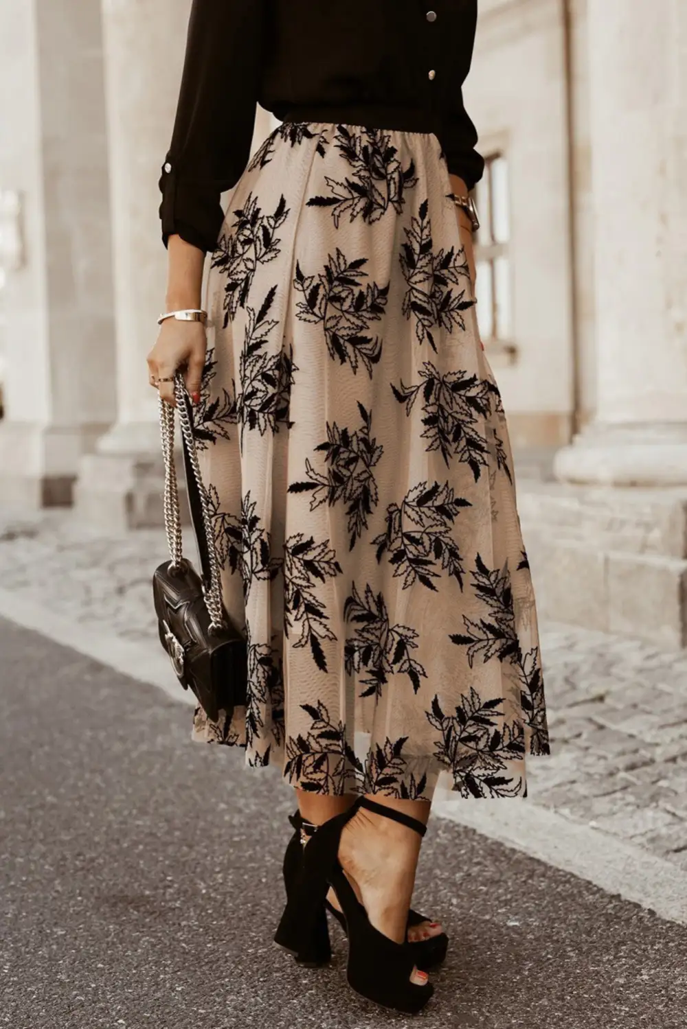Curve Loose Printed Skirt