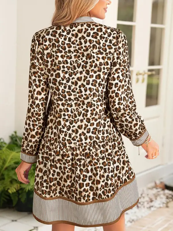 Striped Animal Print Mini Dress