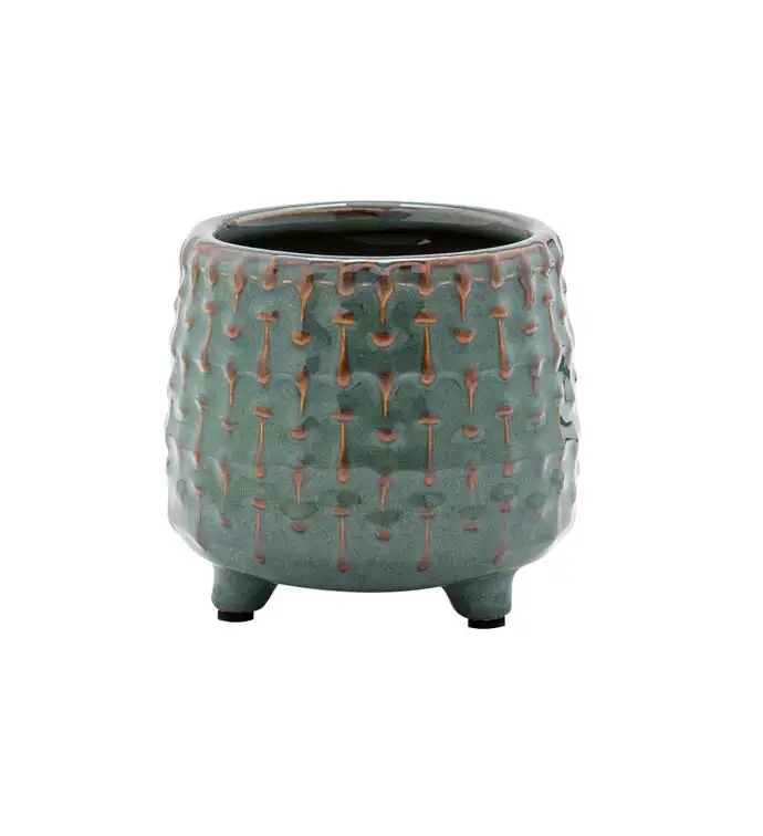 Embossed Footed Ceramic Planter