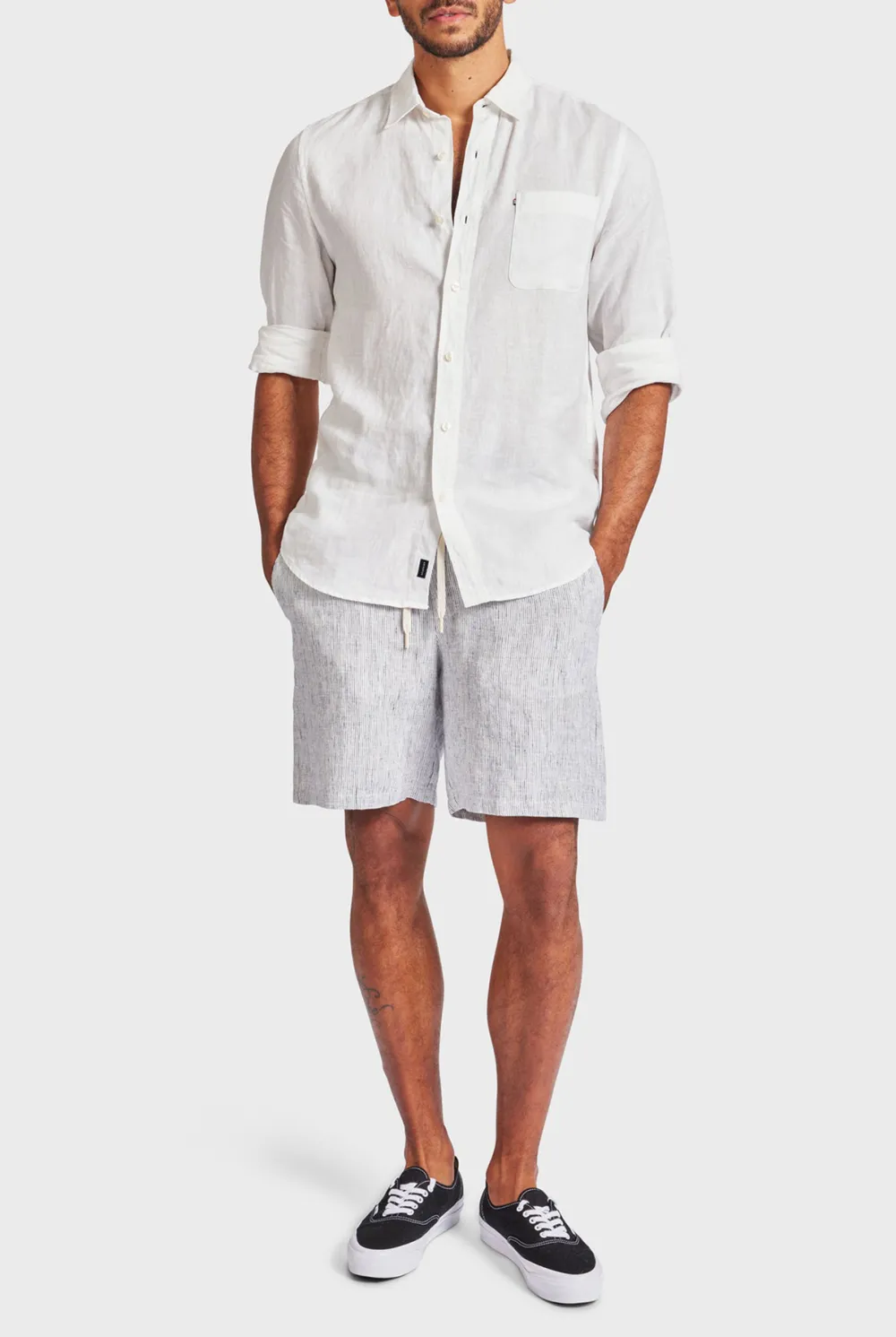 Relaxed Tapered Linen Blend Casual Lounge Shorts