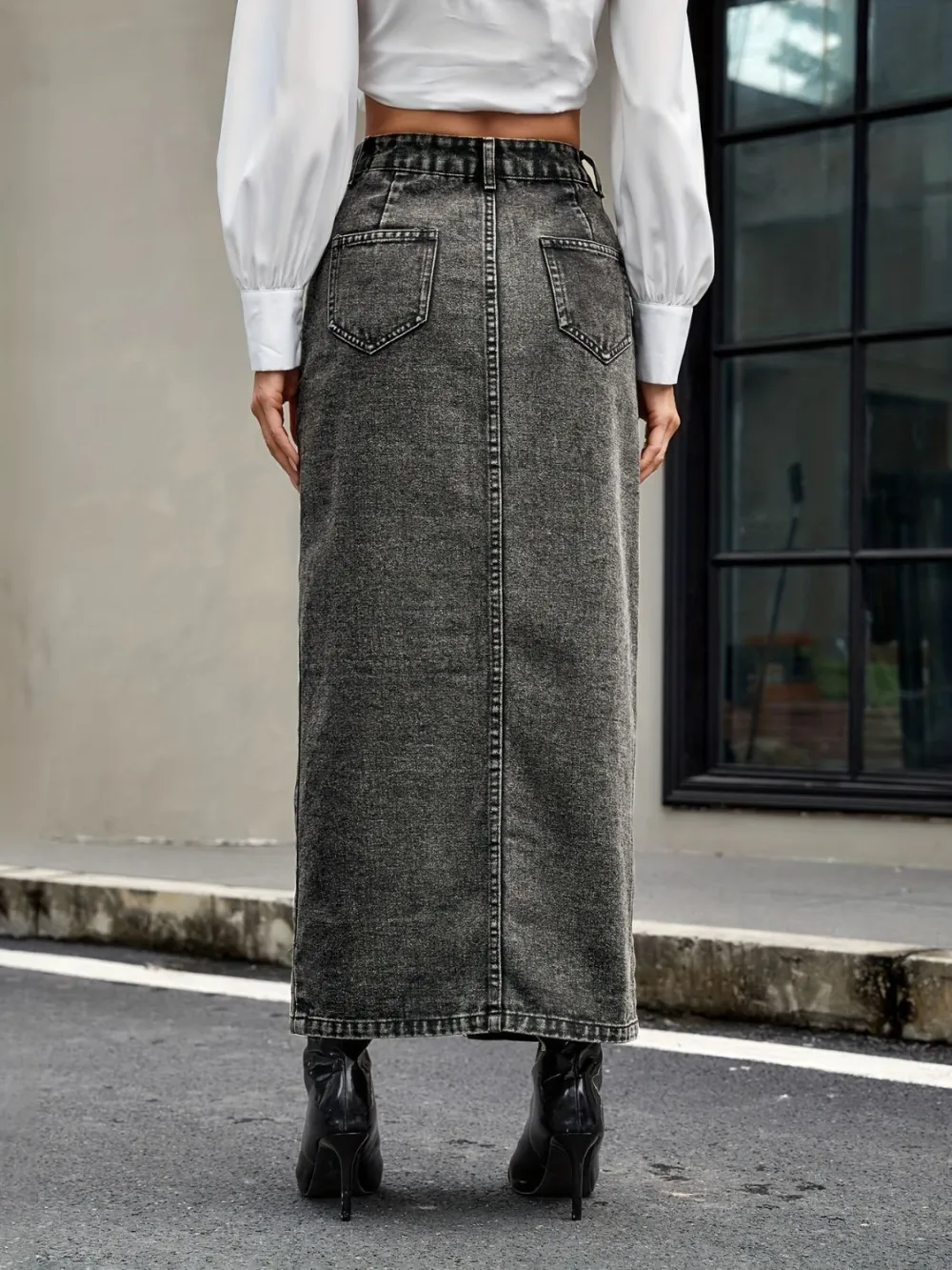Button Front Shirt Denim Pants