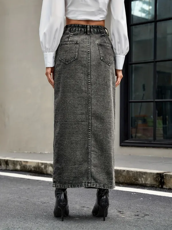 Button Front Shirt Denim Pants