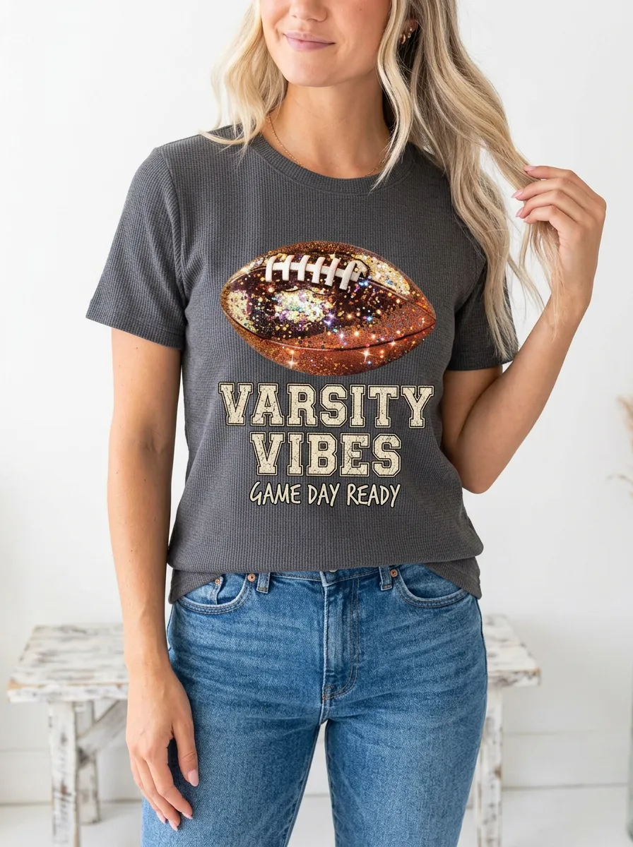 Women's Gridiron Ball Sparkle Crewneck T-Shirt