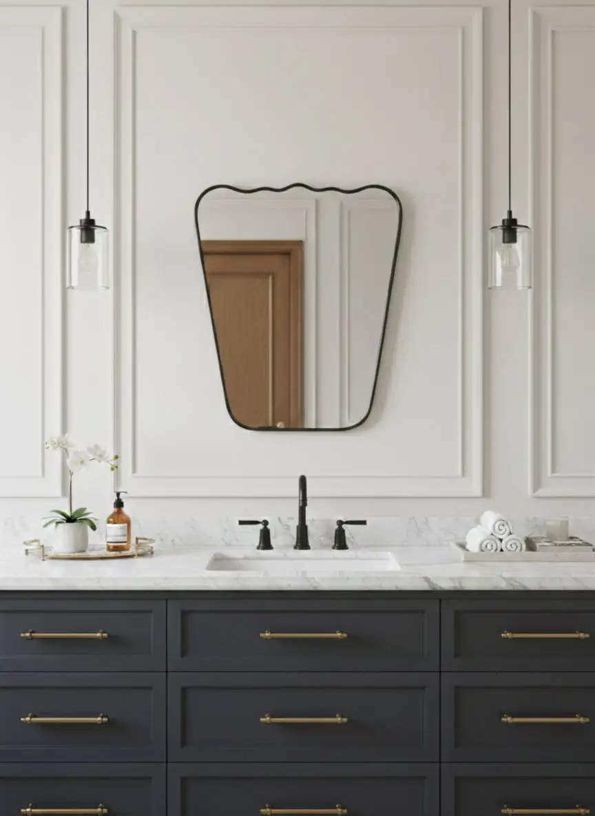 Flowing Wavy Brass Wall Mirror